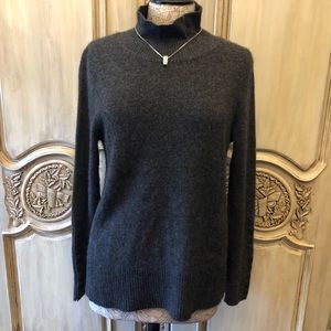 White + Warren Grey Sweater w/ button on sleeves